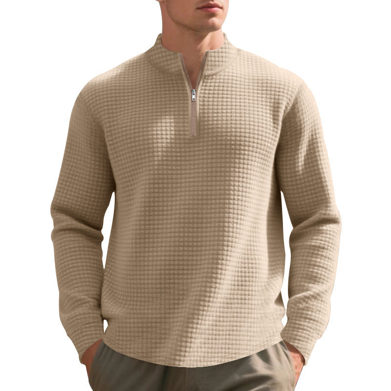 Herren Sportpullover Struktur Optik Reißverschluss Modern