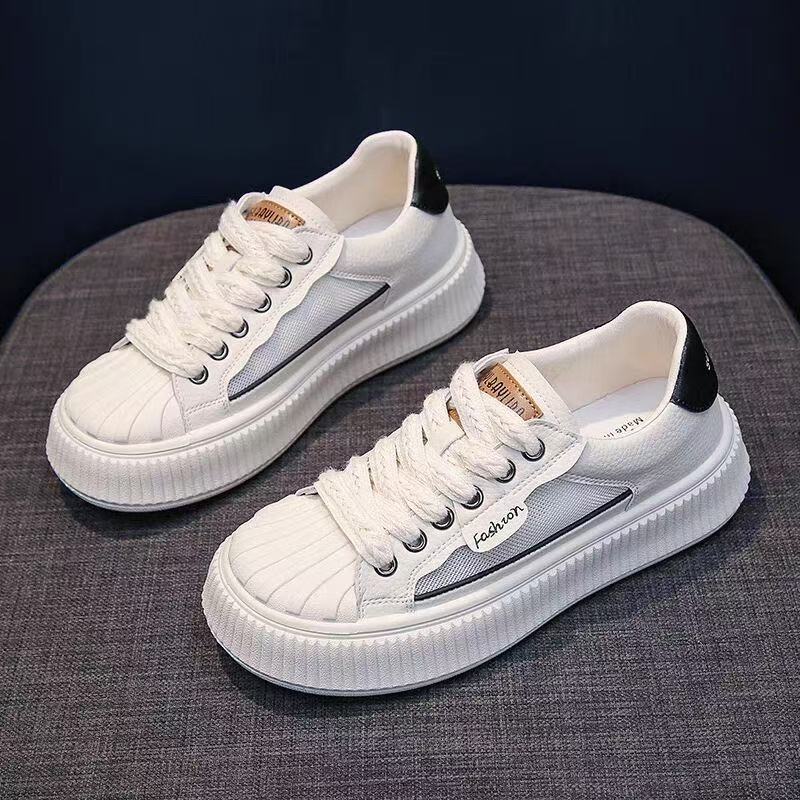 Damen Sneaker Plateau Atmungsaktiv Sportlich Schwarz