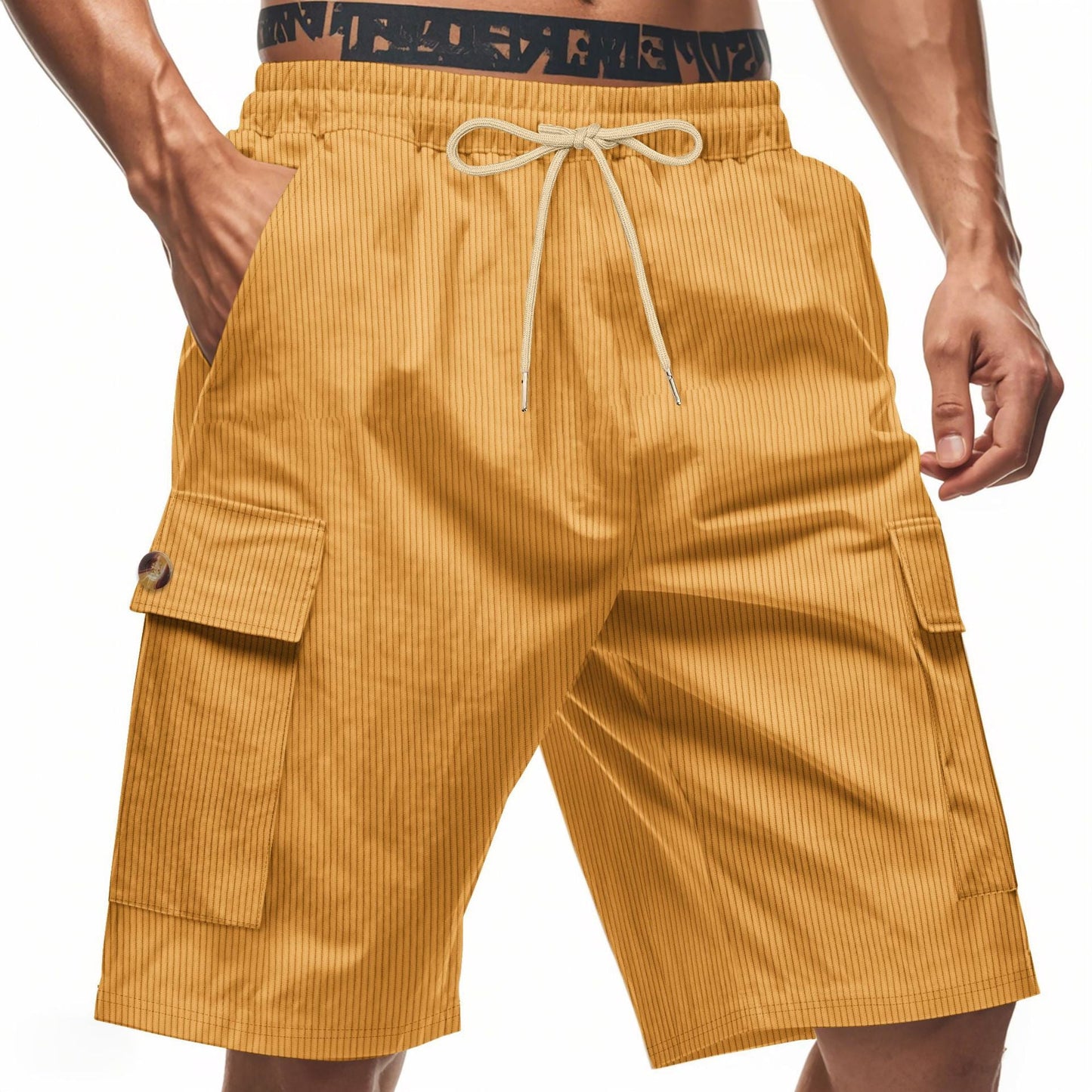 Herren Cargo Shorts Bequem Mit Kordelzug und Taschen