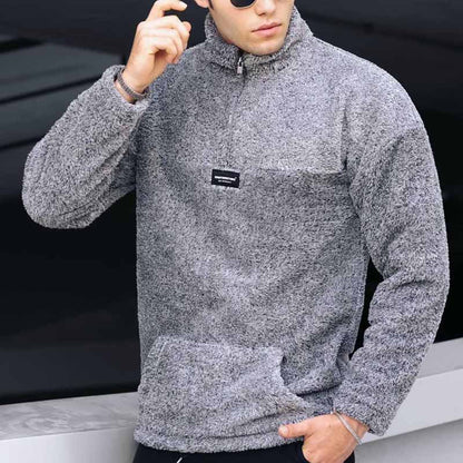 Herren Fleecepullover Kuschelig Warm mit Reißverschluss und Taschen
