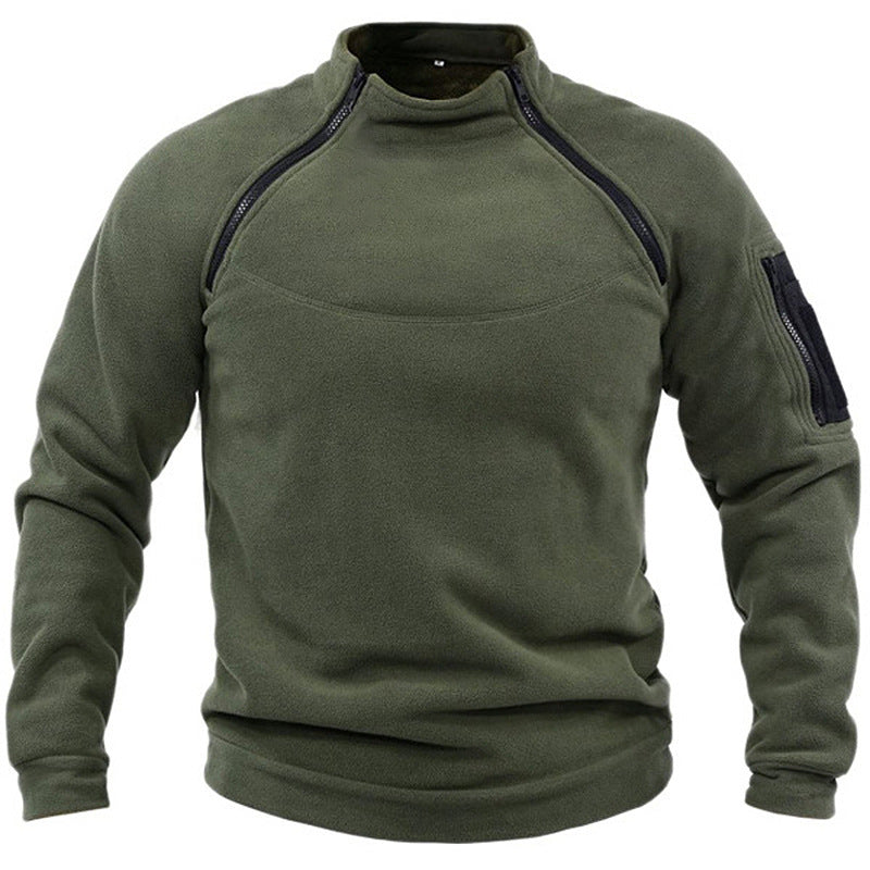 Herren Fleece Pullover Reißverschluss Taschen Warm