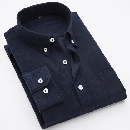 Herren Hemden Cord Button-Down Kragen Brusttasche Casual