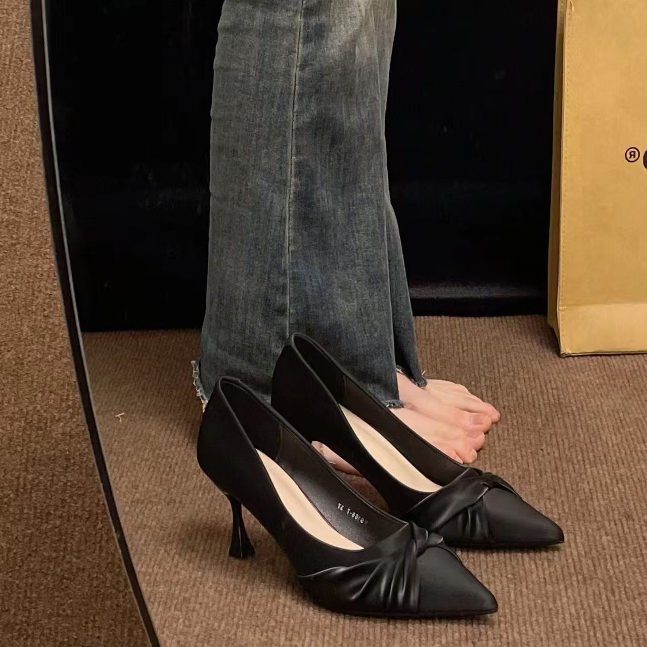 Damen Slingpumps Elegante Schmale Absätze Asymmetrisch