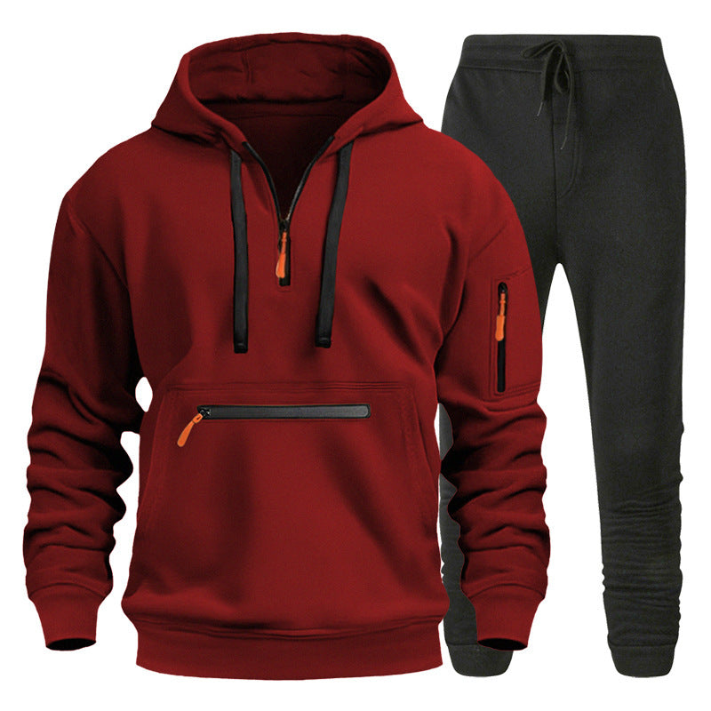 Herren Sport Hoodie Jogginghose Set Grau Sportlich
