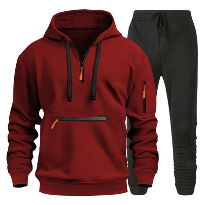 Herren Sport Hoodie Jogginghose Set Grau Sportlich