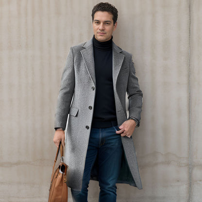 Herren Mantel Lang Eleganter Wollblend Winter