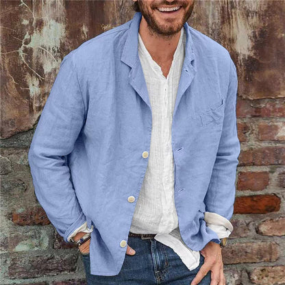 Herren Leinenjacke Leicht und Bequem Klassiker Schnitt