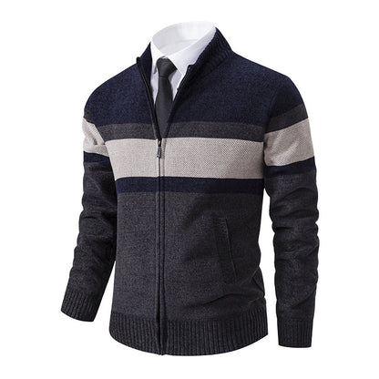 Herren Strickjacke Hochkragen Modern Zipper Style