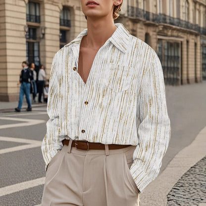 Herren Langarmhemd Modern mit Strukturmuster Elegant