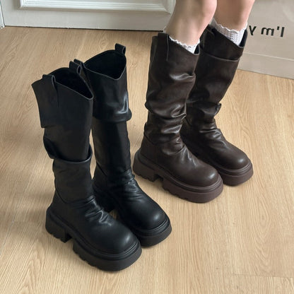 Damen Stiefel Hoch Weich Obermaterial Robust Sohle Winter - BerlinGlamour