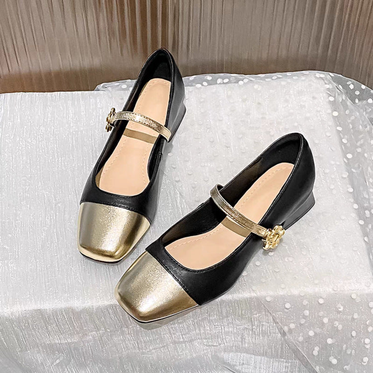 Elegante Damen Ballerinas mit Riemen Glänzend Damen Schuhe