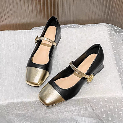 Elegante Damen Ballerinas mit Riemen Glänzend Damen Schuhe