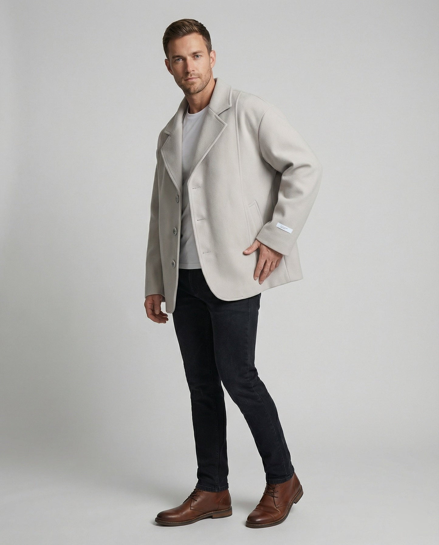 Herren Sakko Kurz Wollmix Klassisch Slim Fit