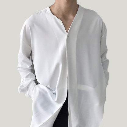 Herren Bluse Asymmetrisch Elegante Kurzarm