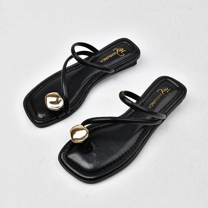 Damen Sandalen Riemchensandalen Elegante Metallic Akzente