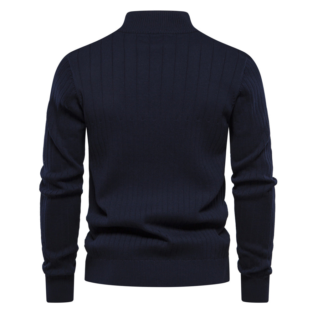 Herren Pullover Halbzipper Rippmuster Elegent Modern