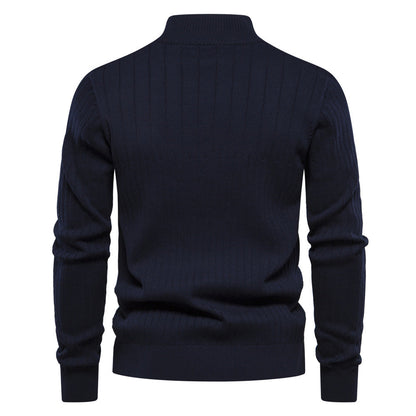 Herren Pullover Halbzipper Rippmuster Elegent Modern