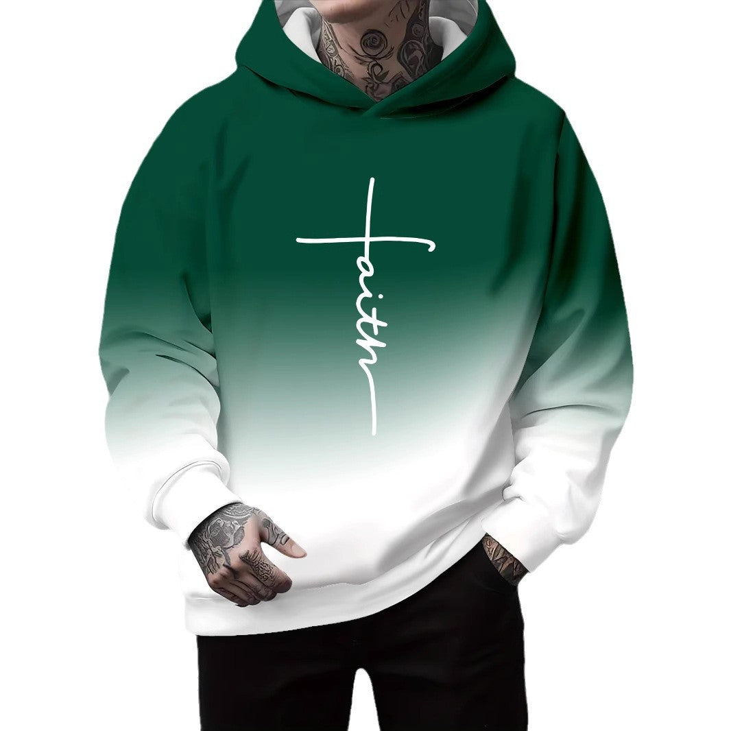Herren Kapuzenpullover Grau Meliert mit Schriftzug