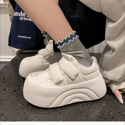 Damen Sneaker Chunky Bequem Klettverschluss Weite Sohle