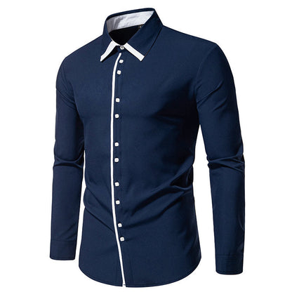 Herren Hemd Modern Kontrastkragen Elegantes Design