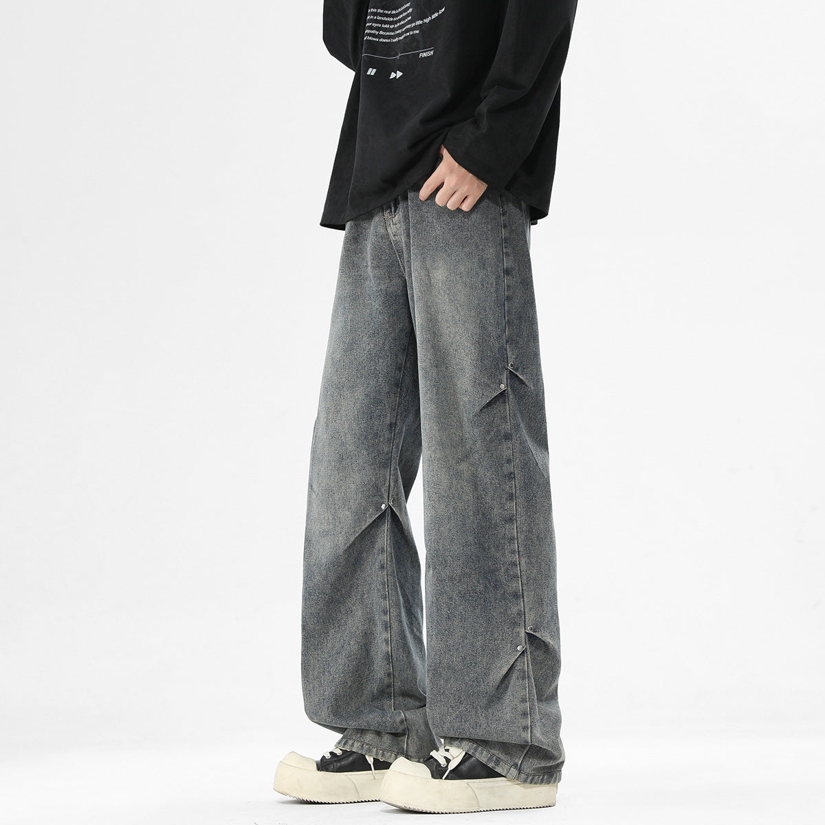 Herren Jeanshose Baggy Bequem Mit Taschen