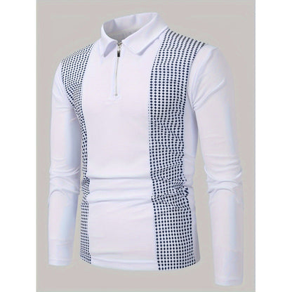 Herren Poloshirt Langarm Sportlich Reißverschluss Modern - BerlinGlamour