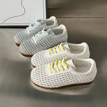 Damen Sneaker Atmungsaktiv Lace-Up Netzdesign Sportlich
