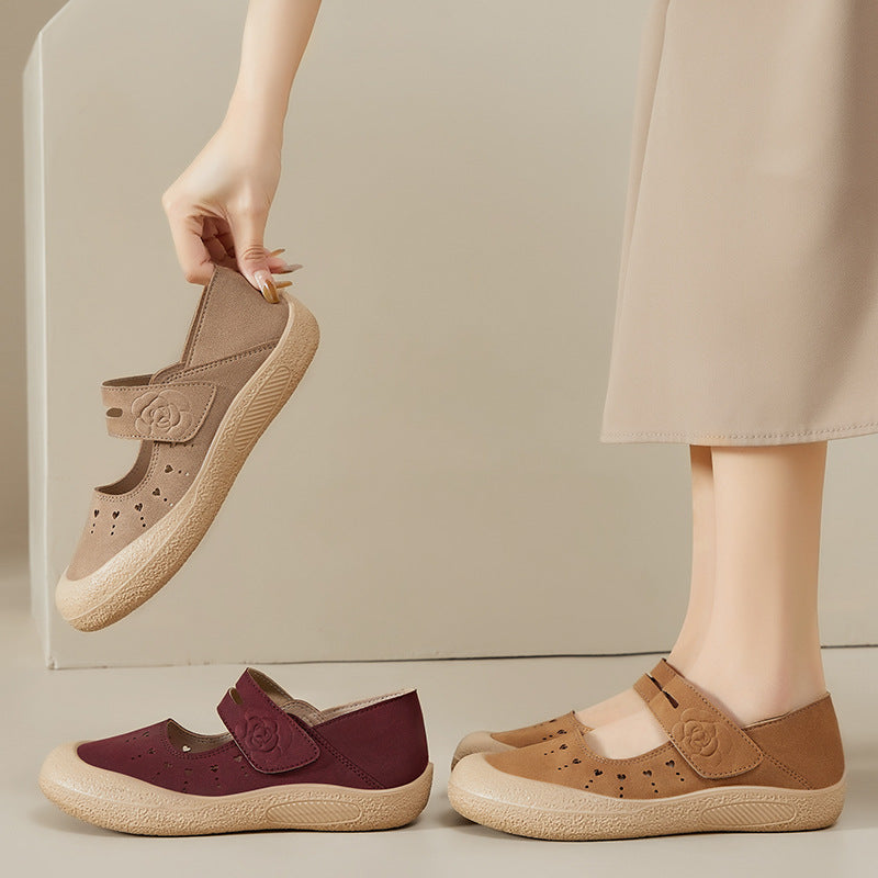 Damen Klettschuhe Blumenmuster Bequem Komfortschuhe