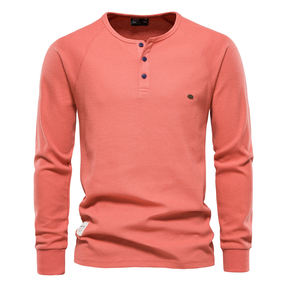 Herren Langarmshirt Modern mit Knopfleiste und Struktur Oberfläche - BerlinGlamour