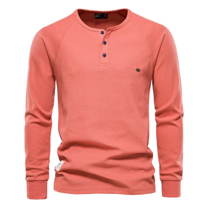 Herren Langarmshirt Modern mit Knopfleiste und Struktur Oberfläche - BerlinGlamour