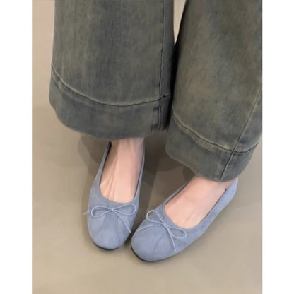 Damen Ballerinas Weich Bequem Schleifen Detail