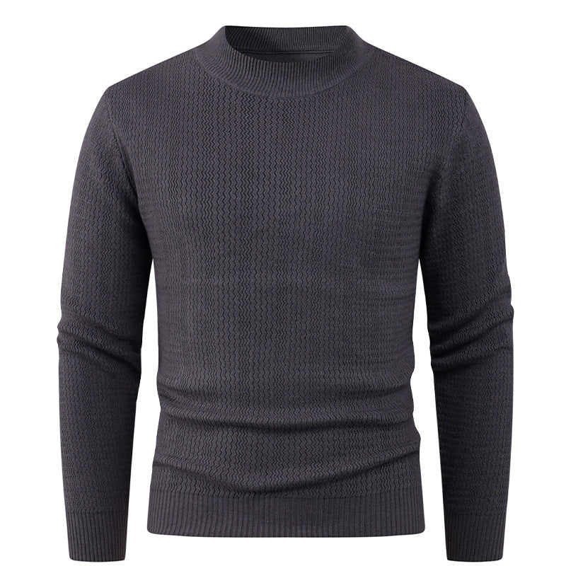 Herren Pullover Struktur Optik Modern Hochkragen