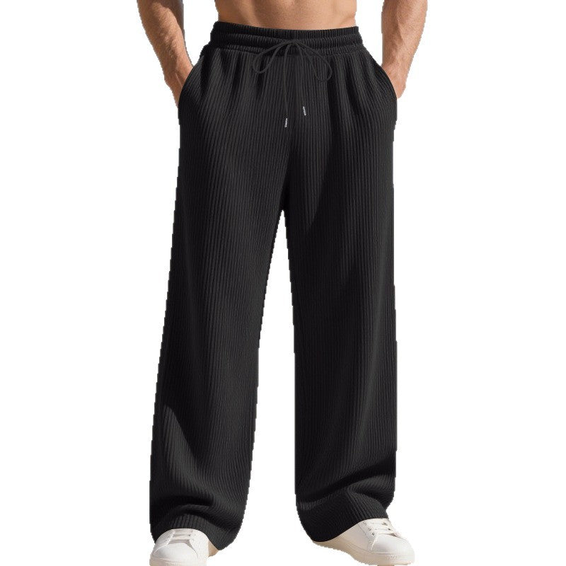 Herren Freizeithose mit Faltenwurf Elegant Schwarz