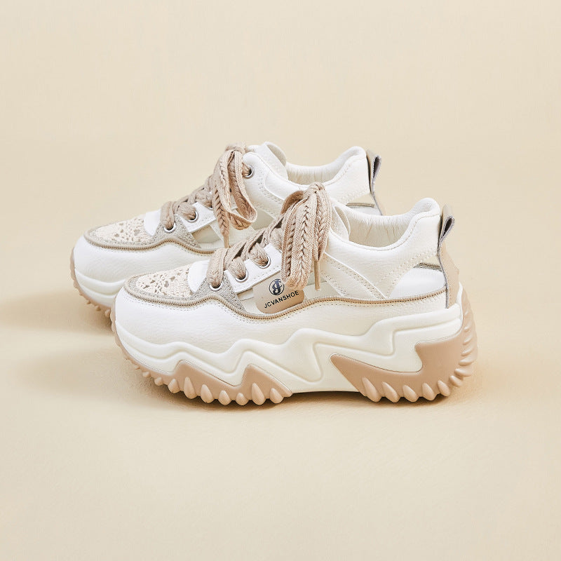 Damen Plateau Sneaker Atmungsaktiv Dicksohlige Schuhe