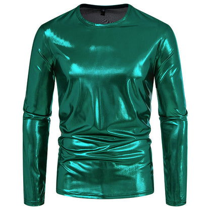 Herren Shirt Langarm Stretch Glänzend Modern