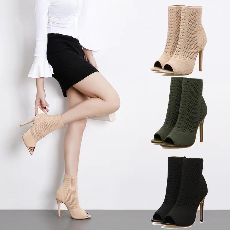 Damen Stiefel Ankle Boots Peep-Toe Absatz Elegant Schuhe - BerlinGlamour