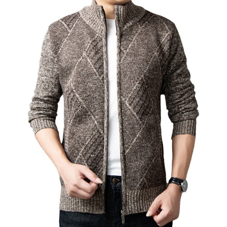 Herren Strickjacke Modern Grafik Muster Zipper