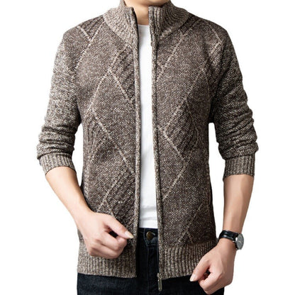 Herren Strickjacke Modern Grafik Muster Zipper
