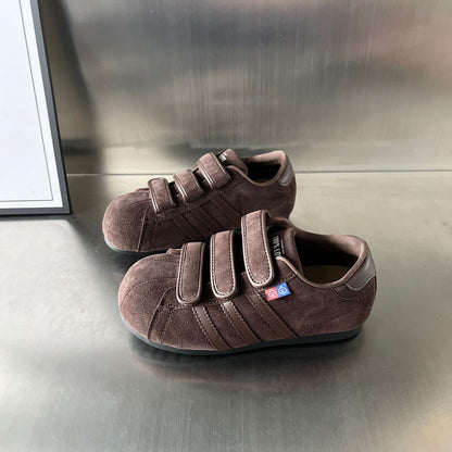Damen Sneaker Sportlich Wildleder Klettverschluss Schwarz