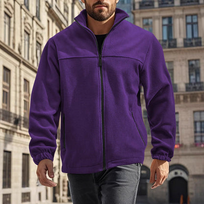 Herren Fleecejacke Stehkragen Warm mit Taschen