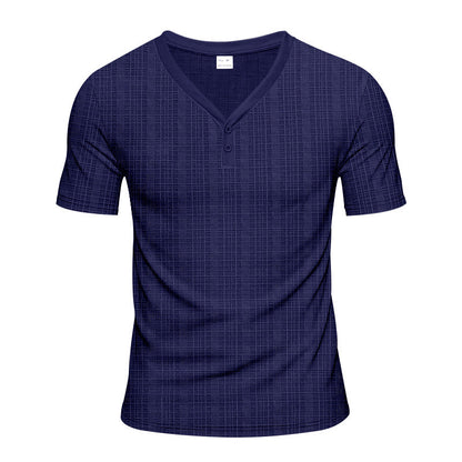 Herren Henley-Shirt Kurzarm Strukturiert Knöpfe Modern
