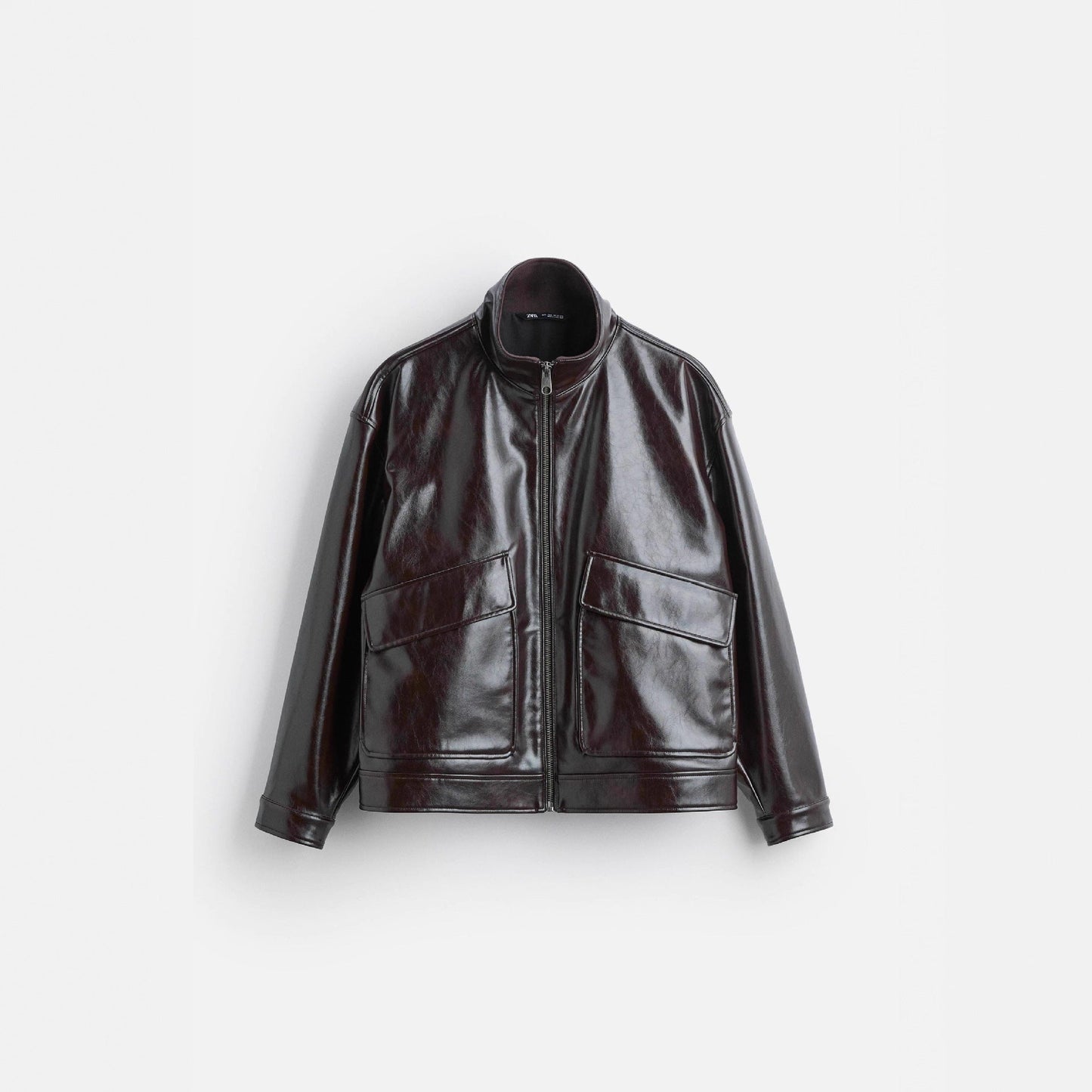 Herren Lederjacke Bikerstil mit Klappentaschen Schwarz