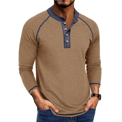 Herren Langarmshirt Modern mit Knopf Detail Elegant