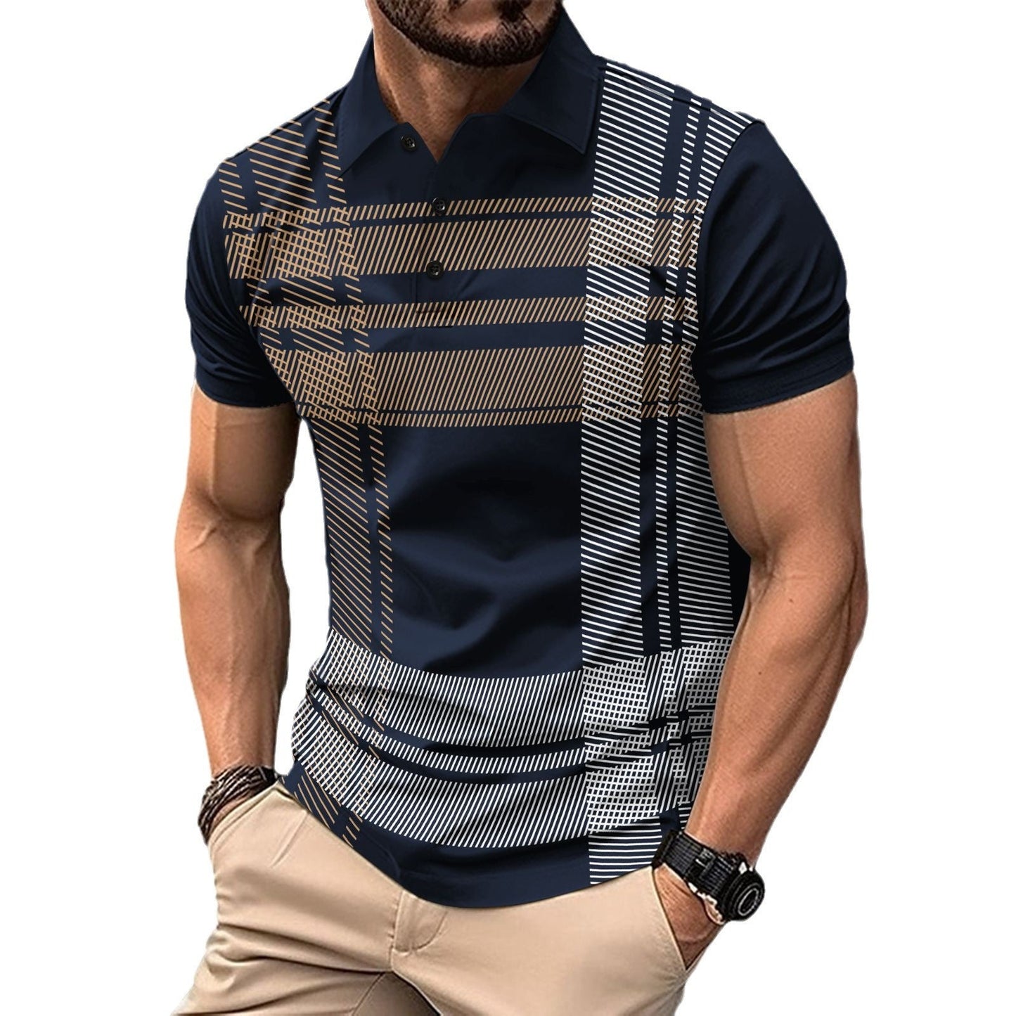 Herren Polohemd Gestreift Modern Sportlich