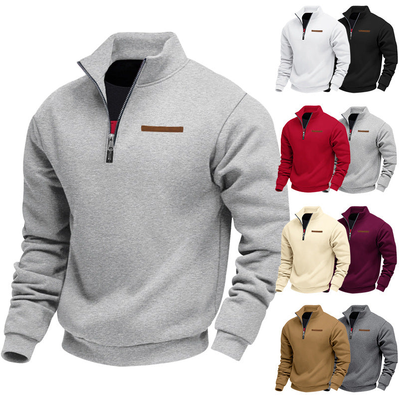 Herren Fleece-Pullover Mit Halbem Reißverschluss Warm - BerlinGlamour