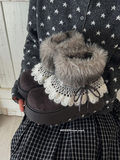 Damen Winterstiefel Kuschelig Kunstfell Warme Mode