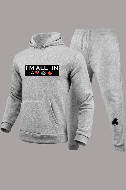 Herren Sportset Hoodie Jogginghose Glücksspiel Design