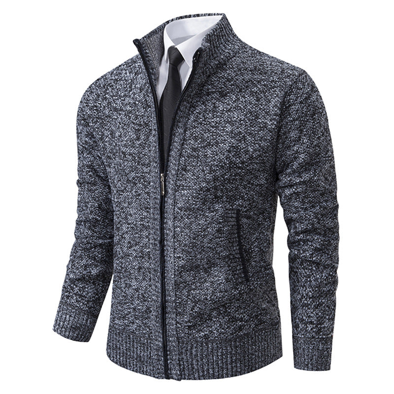 Herren Strickjacke Elegante Hochkragen Reißverschluss - BerlinGlamour