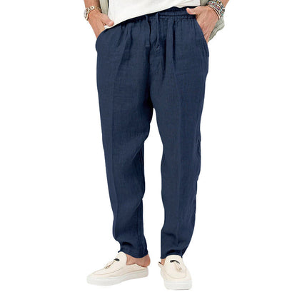 Herren Sommerhose Leicht Leinenhose Elastisch Mit Taschen