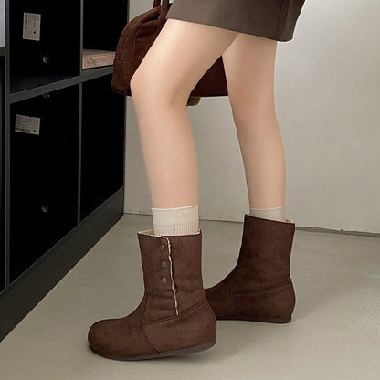 Damen Winterboots Warm Kuschelig Elegante Knöpfe